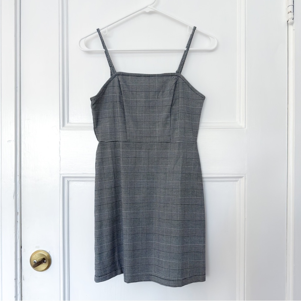 Grey Plaid Mini Dress